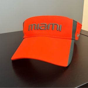 NIKE Dri Fit University Of Miami Hurricanes Visor Hat Strapback Orange Cap